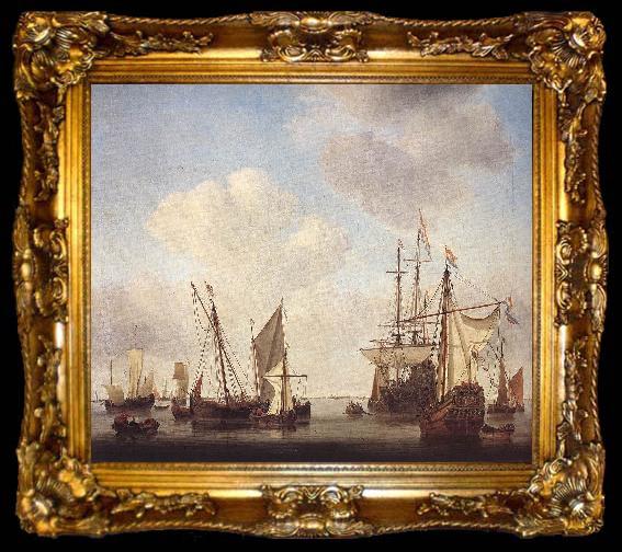 framed  VELDE, Willem van de, the Younger Warships at Amsterdam rt, ta009-2